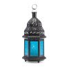 Stunning Blue Glass Candle Lantern - Perfect for Home Decor and Outdoor Events