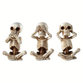 3pcs Skeletons Statue, Halloween Figurines Home Decorative Decor,Fantastic Ornaments Skull , Home Office Room Decor Birthday Halloween ,Indoor Home De