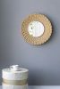 14" Gold Beaded Sunburst Mirror, Round Accent Wall Mirror for Living Room, Entryway, Bathroom, Office, Foyer