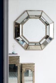 40" x 40" Oversized Silver Octagon Mirror, Mid-Century Modern Accent Mirror, for Living Room, Entryway, Bedroom, Hallway