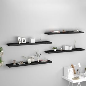 Floating Wall Shelves 4 pcs Black 47.2"x9.3"x1.5" MDF