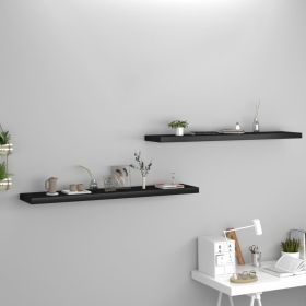 Floating Wall Shelves 2 pcs Black 47.2"x9.3"x1.5" MDF