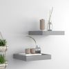 Floating Wall Shelves 2 pcs Gray 9.1"x9.3"x1.5" MDF