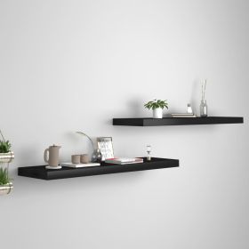 Floating Wall Shelves 2 pcs Black 35.4"x9.3"x1.5" MDF