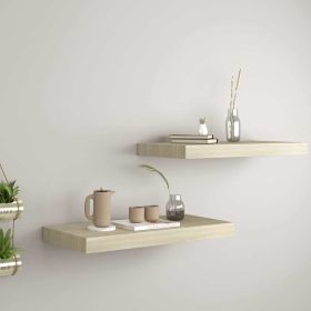 Floating Wall Shelves 2 pcs Oak 19.7"x9.1"x1.5" MDF