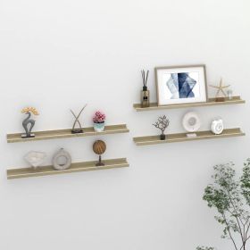 Wall Shelves 4 pcs White and Sonoma Oak 31.5"x3.5"x1.2"