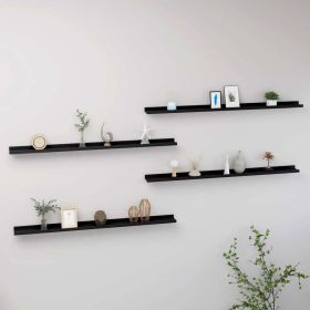 Wall Shelves 4 pcs Black 45.3"x3.5"x1.2"