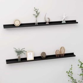 Wall Shelves 2 pcs Black 45.3"x3.5"x1.2"