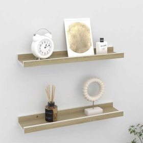 Wall Shelves 2 pcs White and Sonoma Oak 15.7"x3.5"x1.2"