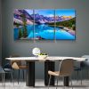 3 Panels Framed Nature Landscape Mountain & Lake Canvas Wall Art Decor,3 Pieces Mordern Canvas Decoration Painting for Office,Dining room,Living room,