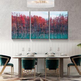 3 Panels Framed Maple Forest Canvas Wall Art Decor,3 Pieces Mordern Canvas Decoration Painting for Office,Dining room,Living room, Bedroom Decor-Ready