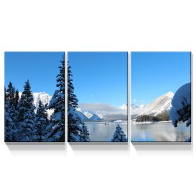 3 Panels Framed Winter Landscape Canvas Wall Art Decor,3 Pieces Mordern Canvas Decoration Painting for Office,Dining room,Living room, Bedroom Decor-R