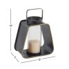 Decmode Modern 12 X 12 Inch Black Metal And Glass Candle Lantern