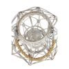 Decmode Large Round Woven Rattan White Lantern with Burlap Jute Rope Handle and Glass Insert, 15' x 15'