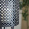 Decmode Large Round Pierced Black Metal Lantern Candle Holder with Tripod Base & Quatrefoil Pattern, 8' x 32'