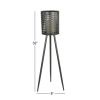 Decmode Large Round Pierced Black Metal Lantern Candle Holder with Tripod Base & Quatrefoil Pattern, 8' x 32'