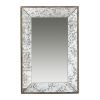 24" x 15" Antique Silver Rectangle Mirror with Floral Accents, Mirrored Display Tray, Hanging Wall Mirror