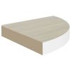 Wall Corner Shelves 2 pcs Oak and White 13.7"x13.7"x1.4" MDF