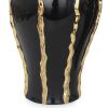 Elegant Black Ceramic Ginger Jar Vase with Gold Accents and Removable Lid - Timeless Home Decor