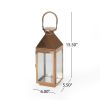 Noble House Eugene Kestrel 16" Modern Stainless Steel Lantern, Rose Gold