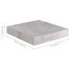 Floating Wall Shelves 4 pcs Concrete Gray 9.1"x9.3"x1.5" MDF