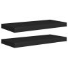 Floating Wall Shelves 2 pcs Black 23.6"x9.3"x1.5" MDF