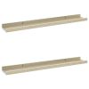 Wall Shelves 2 pcs White and Sonoma Oak 23.6"x3.5"x1.2"