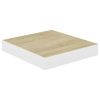 Floating Wall Shelves 2 pcs Oak and White 9.1"x9.3"x1.5" MDF