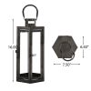 Brianna Stainless Steel Outdoor 16" Lantern, Black