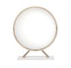 ACME Midriaks Mirror & Stool in PU, White & Gold Finish AC00723