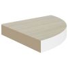 Wall Corner Shelves 4 pcs Oak and White 13.7"x13.7"x1.4" MDF