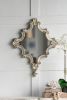 30" x 23.5" Artistic White Diamond Scrollwork Mirror, Home Accent Mirror for Living Room, Entryway, Bedroom, Office