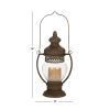 DecMode Brown Metal Decorative Candle Lantern with Handle