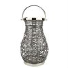 Northlight 18.5" Modern Orange Decorative Woven Iron Pillar Candle Lantern with Glass Hurricane