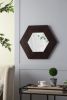 18.5" x 18.5" Hexagon Mirror with Solid Wood Frame, Wall Decor for Living Room Bathroom Hallway, Dark Brown