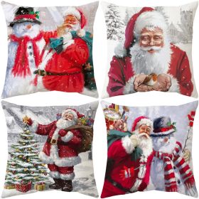 Red Santa Pillowcase Home Living Room Sofa Cushion Cover Christmas Decorations Home Customizable (Color: 3#)