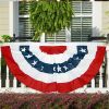 1pc Printed Stripes Stars USA Pleated Fan Bunting Half Banner Flag For July 4th Independence Day Decoration USA Pleated Fan Flag