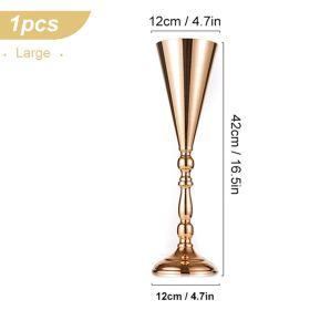 1/2Pcs Metal Candle Holders Flower Vase Centerpiece for Table Decor Candlestick Flower Pillar Road Lead Candelabra Wedding Party (Color: 1Pcs-Large, Ships From: CN)